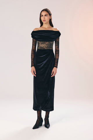 Kate lace cut-out maxi velvet dress