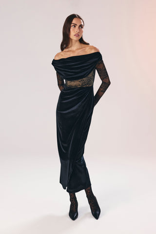 Kate lace cut-out maxi velvet dress