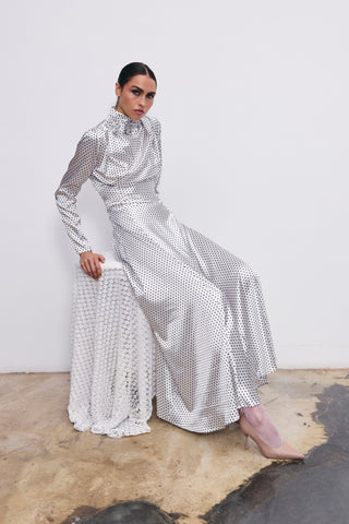 Helena polka dot satin dress