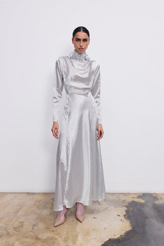 Helena polka dot satin dress