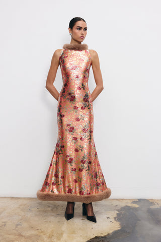 Margaret faux-fur hem dress