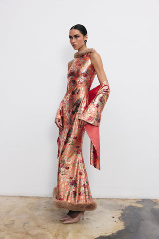 Margaret faux-fur hem dress