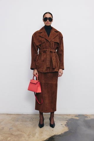 Madeliene suede maxi skirt