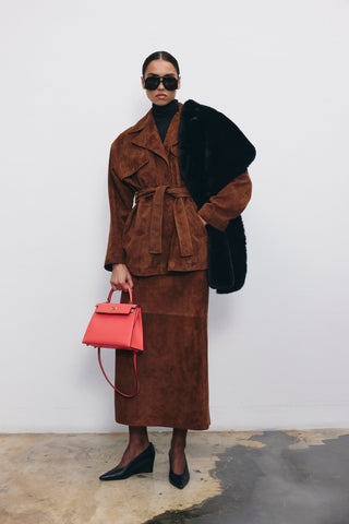 Madeliene suede maxi skirt